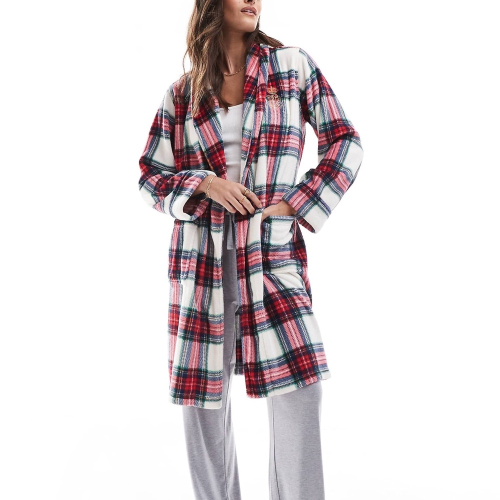 Ralph Lauren Red and Green Plaid Fleece Robe